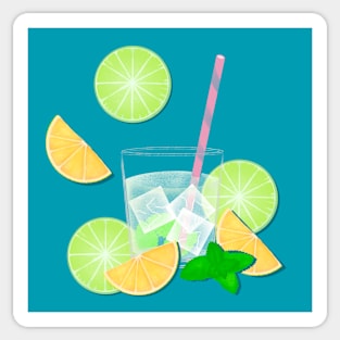 Cocktail Mojito with lemon and lime Sticker